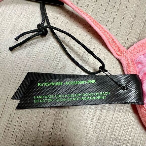 Club Exx x Dolls Kill triangle bikini top coral stretch sparkle festival szL - Picture 13 of 15